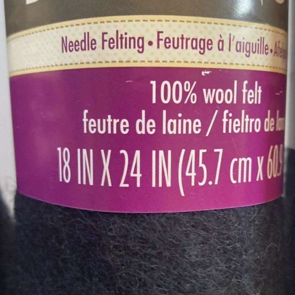 12 Dimensions FeltWorks 100% Wool Felt Needle Felting Crafts Black 18"x24"